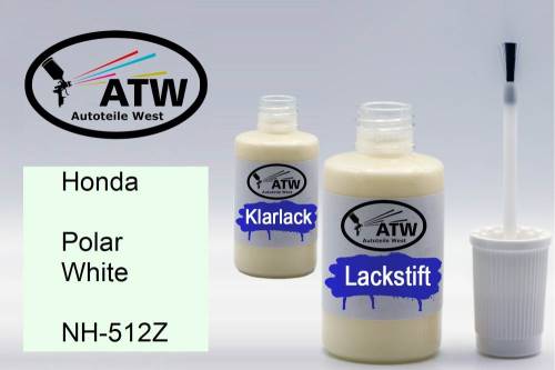 Honda, Polar White, NH-512Z: 20ml Lackstift + 20ml Klarlack - Set, von ATW Autoteile West.